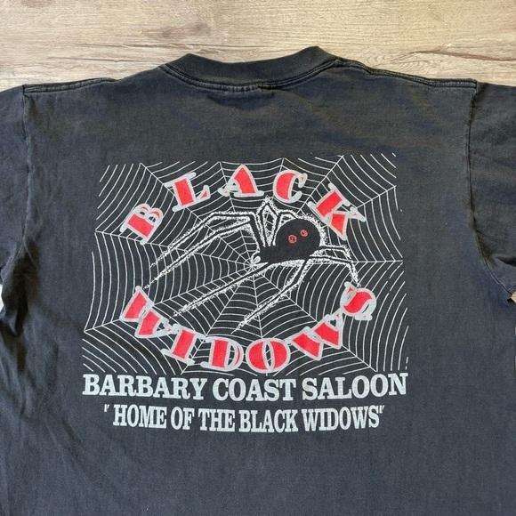 80s Vintage Black Widows Barbary Coast Saloon black t shirt single stitch oneita - Picture 3 of 7